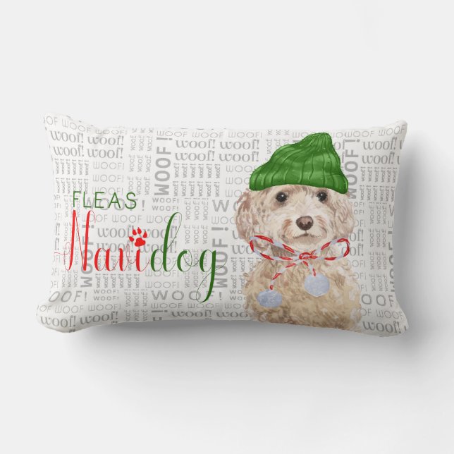 Dog Lover Christmas Cockapoo Santa Lumbar Cushion (Front)
