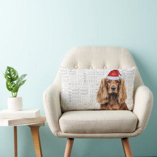 Dog Lover Christmas Cocker Spaniel Woof Holiday Lumbar Cushion