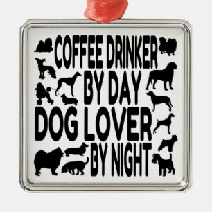 Dog Lover Coffee Drinker Metal Tree Decoration