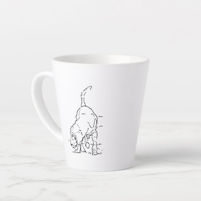 Dog Lover Coffee Mug, Beagle Illustration Latte Mug (Left Angle)