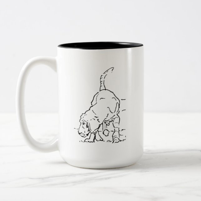 Dog Lover Coffee Mug, Beagle Illustration Two-Tone Coffee Mug (Left)