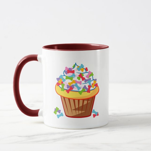 Dog Lover – Cupcake with Dog Bones Mug (Left)