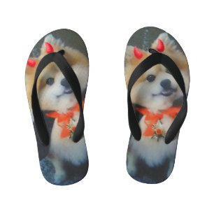 Dog Lover Custom Pet Photo Kid's Jandals