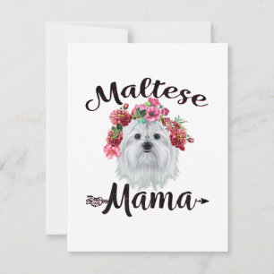 Dog Lover   Cute Maltese Mama Dog Flowers Florals Thank You Card