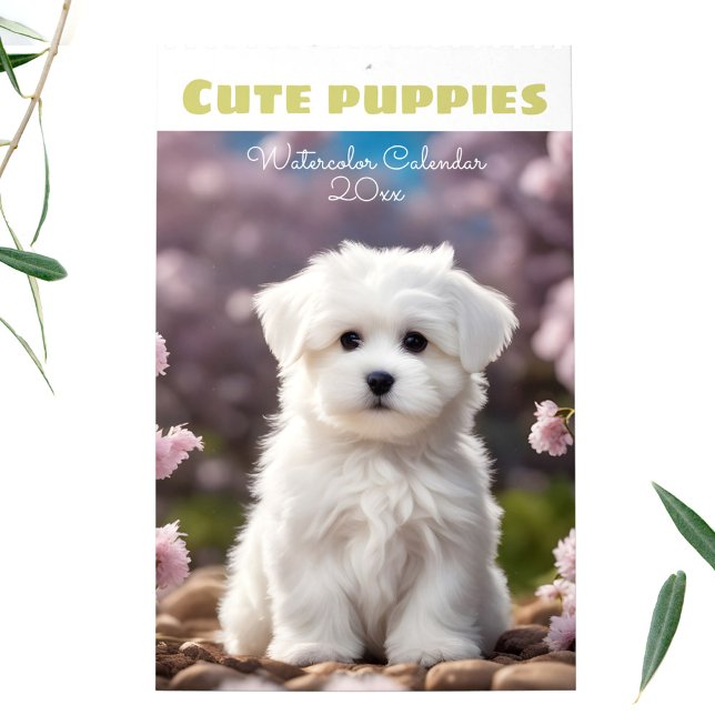 Dog Lover Cute Puppies Watercolor Seasonal Calendar (Dog Lover Cute Puppies Watercolor Seasonal Calendar)