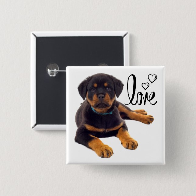 Dog Lover Cute Puppy Love Rottweiler 15 Cm Square Badge (Front & Back)