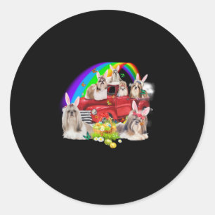 Dog Lover   Cute Shih Tzu and rainbow Classic Round Sticker