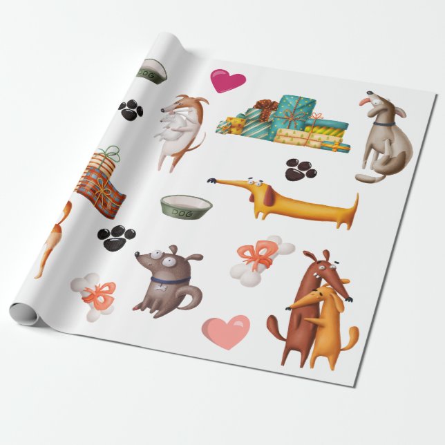 Dog Lover Cute Wrapping Paper (Unrolled)
