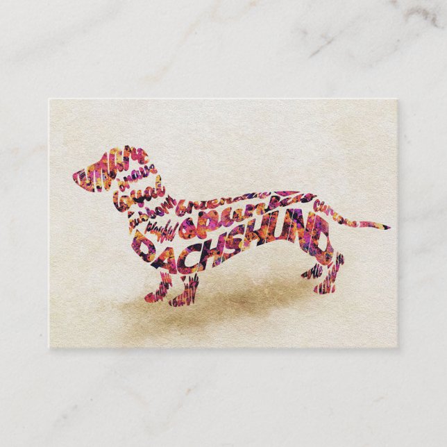 Dog Lover Dachshund Dog Typography Business Card (Front)