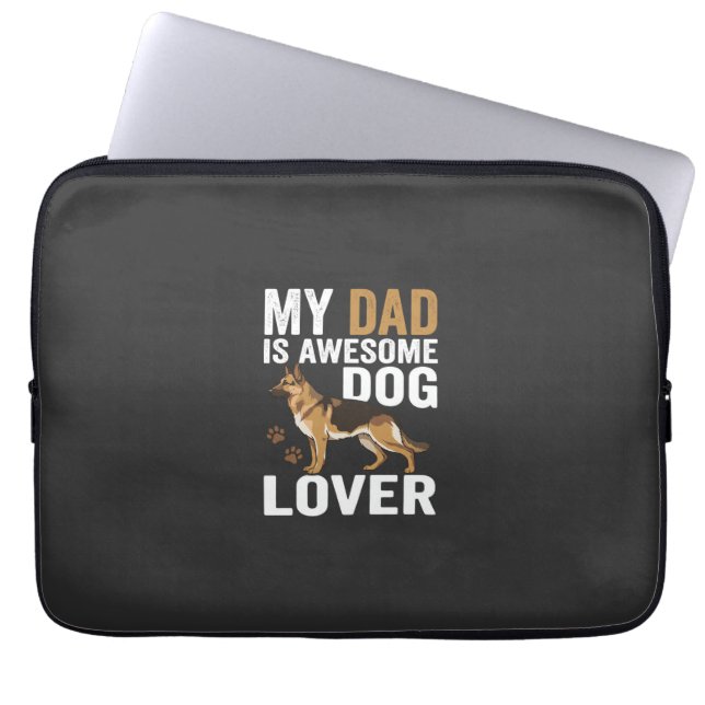 Dog Lover Dad Is Awesome Laptop Sleeve (Front)