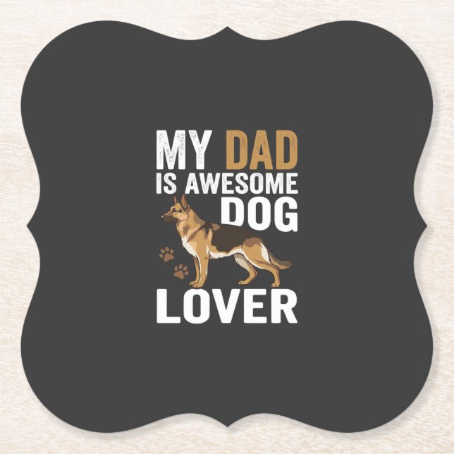Dog Lover Dad Is Awesome Paper Coaster (Front)
