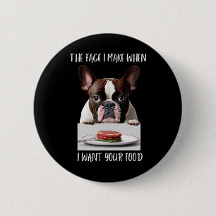Dog Lover Design Steak Dinner Food French Bulldog 6 Cm Round Badge