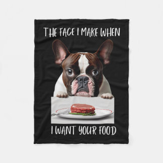 Dog Lover Design Steak Dinner Food French Bulldog  Fleece Blanket