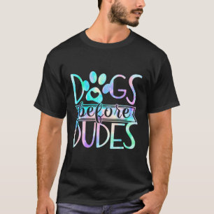 Dog Lover Dogs Before Dudes Dog Footprint Heart Pe T-Shirt