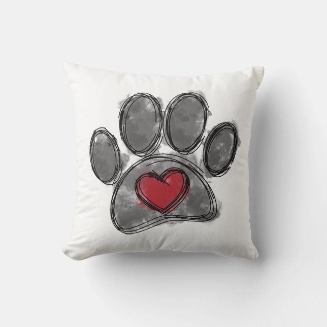 Dog Lover Drawing Watercolor Cushion (Front)