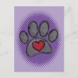 Dog Lover Drawing Watercolor Halftone Print Postcard