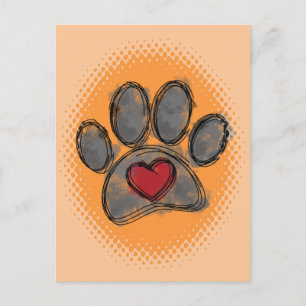 Dog Lover Drawing Watercolor Halftone Print Postcard