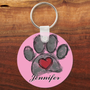 Dog Lover Drawing Watercolor Key Ring