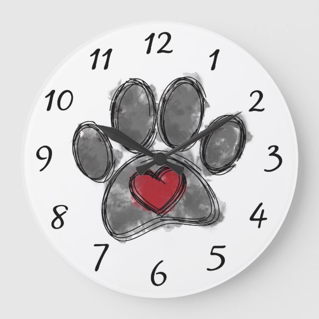 Dog Lover Drawing Watercolor Large Clock (Front)