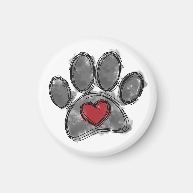 Dog Lover Drawing Watercolor Magnet (Front)
