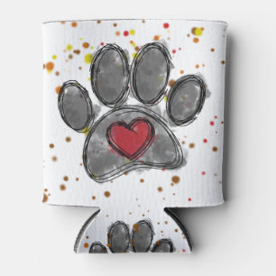 Dog Lover Drawing Watercolor Paint Splatter Can Cooler