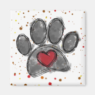 Dog Lover Drawing Watercolor Paint Splatter Magnet