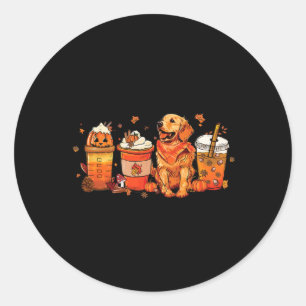 Dog Lover Fall Coffee Pumpkin Spice Latte Iced Aut Classic Round Sticker