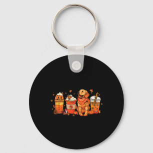 Dog Lover Fall Coffee Pumpkin Spice Latte Iced Aut Key Ring