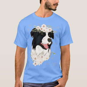 Dog Lover Floral Animal Dog Flower Crown Border Co T-Shirt