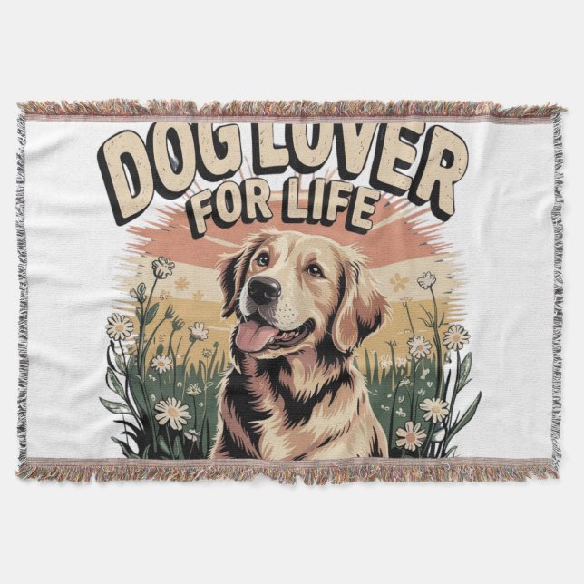 "Dog Lover For Life" Throw Blanket (Front)