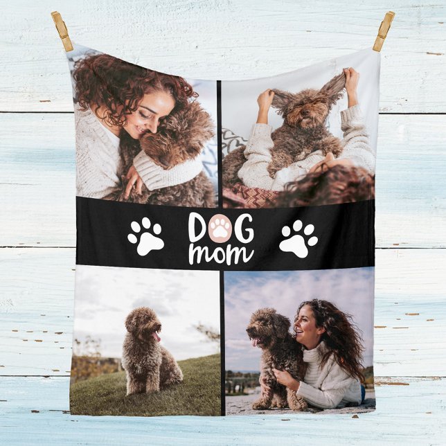 Dog Lover Four Photo Dog Mum Fleece Blanket (Creator Uploaded)