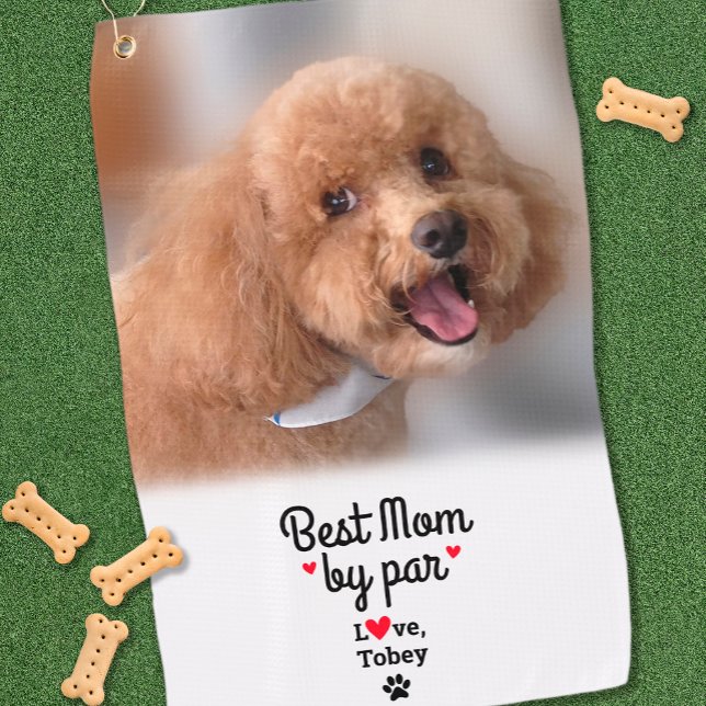 Dog Lover Fun Photo Best Mum By Par Golfer Custom Golf Towel (Dog Lover Fun Photo Best Mom By Par Golfer Custom Golf Towel)