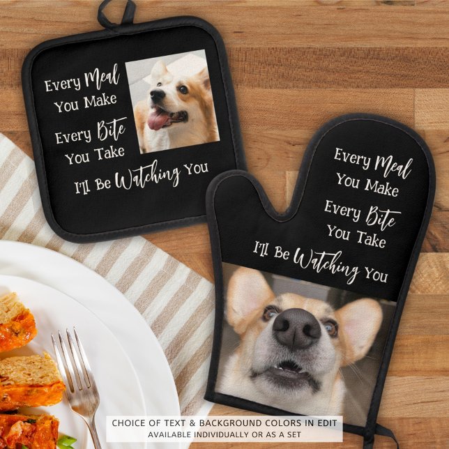 Dog Lover Funny Dog Saying 2 Photos Oven Mitt & Pot Holder Set (Creator Uploaded)