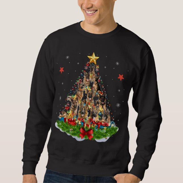 Dog Lover German Shepherd Christmas Tree Xmas Part Sweatshirt (Front)