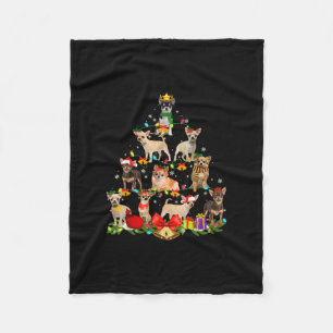 Dog Lover Gifts Chihuahua Tree Christmas Light Fleece Blanket