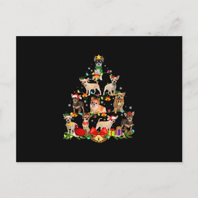 Dog Lover Gifts Chihuahua Tree Christmas Light Holiday Postcard (Front)