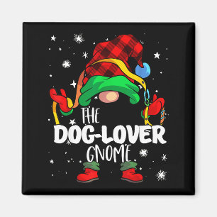 Dog Lover Gnome Red Buffalo Plaid Matching Family Magnet