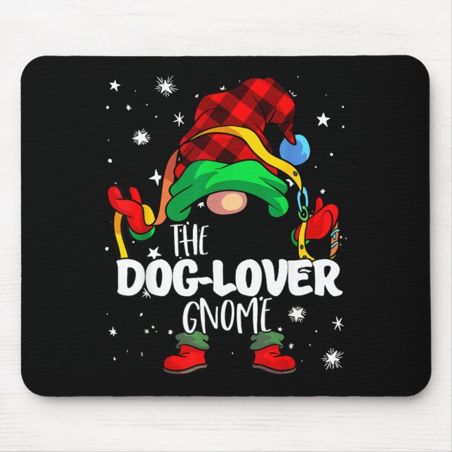 Dog Lover Gnome Red Buffalo Plaid Matching Family  Mouse Pad (Front)