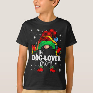 Dog Lover Gnome Red Buffalo Plaid Matching Family  T-Shirt