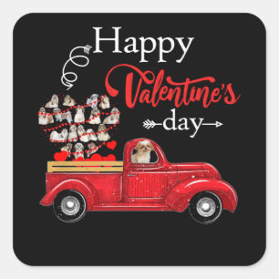 Dog Lover Happly Valentine Day Shih Tzu Square Sticker