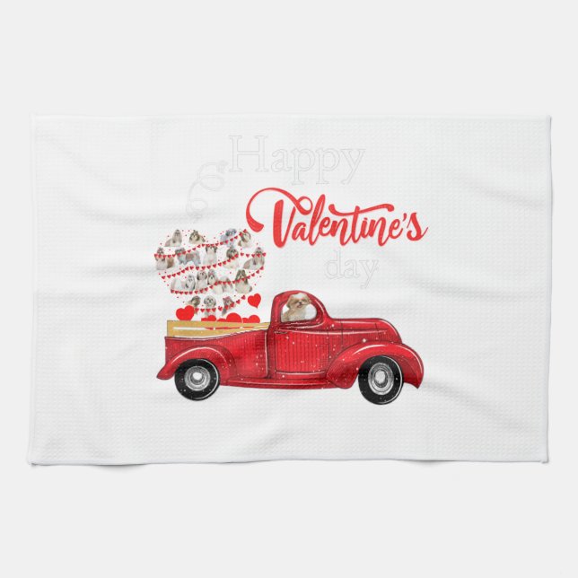Dog Lover | Happly Valentine Day Shih Tzu Tea Towel (Horizontal)