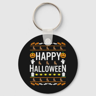 Dog Lover Happy Halloween Chocolate Labrador Key Ring