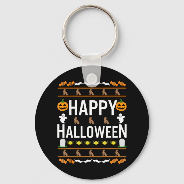 Dog Lover | Happy Halloween Chocolate Labrador Key Ring (Front)