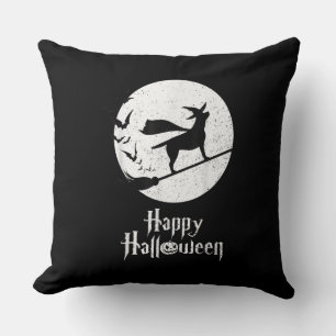 Dog Lover   Happy Halloween Lab Witch Riding Broom Cushion