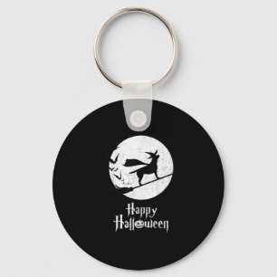 Dog Lover Happy Halloween Lab Witch Riding Broom Key Ring