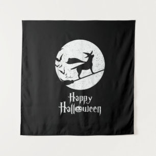 Dog Lover   Happy Halloween Lab Witch Riding Broom Tapestry