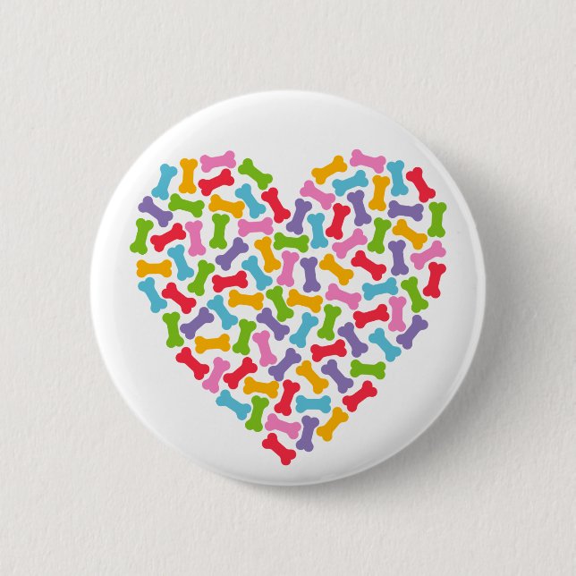 Dog Lover Heart 6 Cm Round Badge (Front)