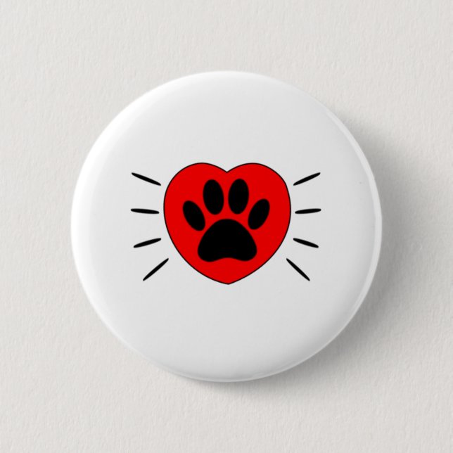Dog Lover Heart And Paw Print 6 Cm Round Badge (Front)