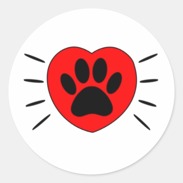 Dog Lover Heart And Paw Print Classic Round Sticker (Front)