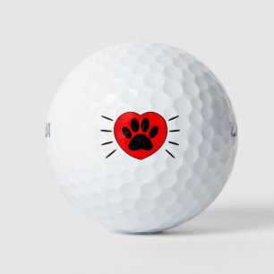 Dog Lover Heart And Paw Print Golf Balls